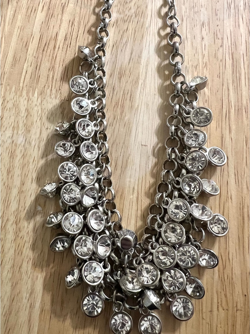 18-20” Sparkle Statement Necklace - Silver Tone Dangle Layered Sparkles